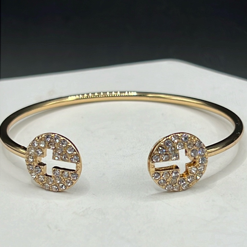Vintage NR signed rhinestone cross bracelet